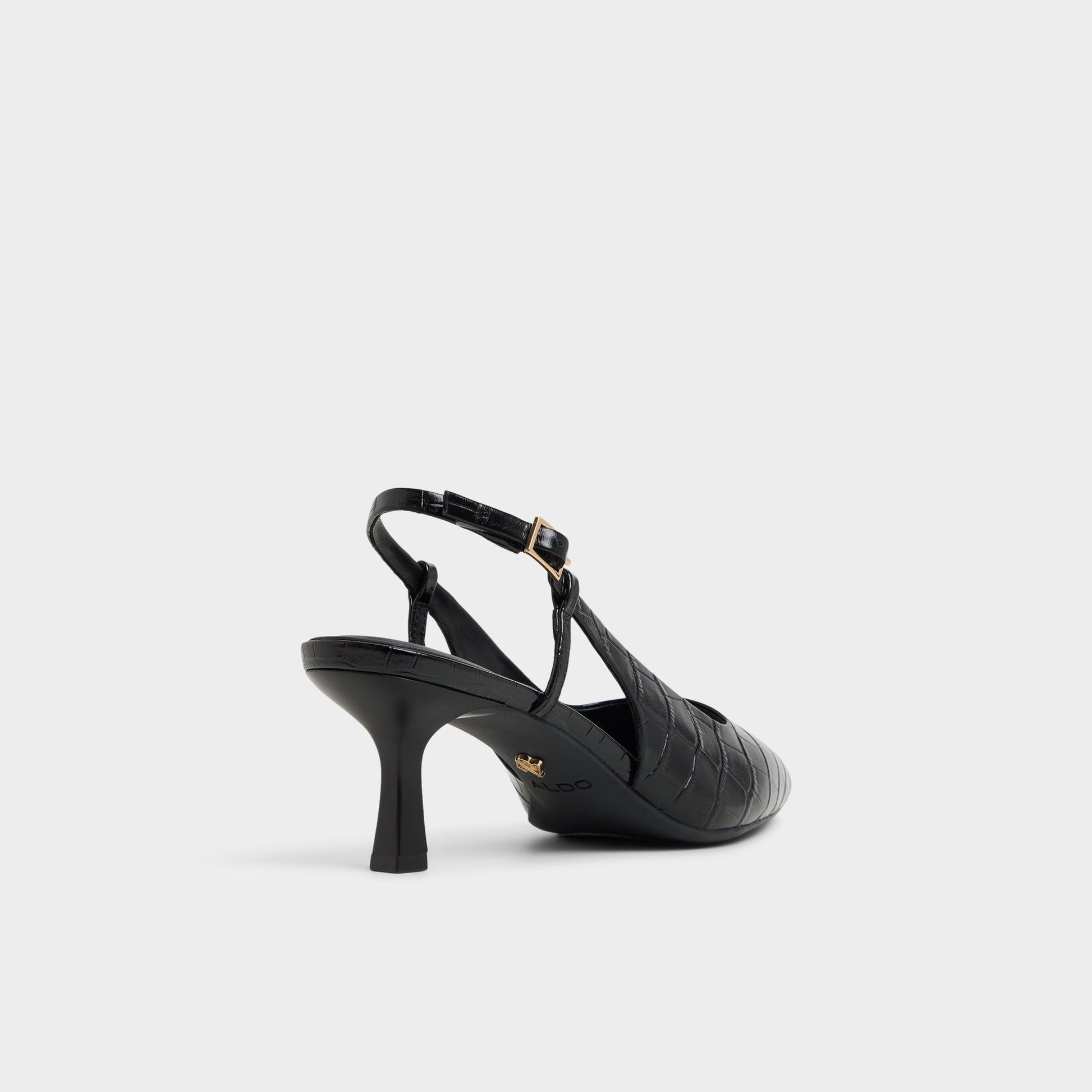 Adan in Black - Slingback heel, Kitten heel - Black