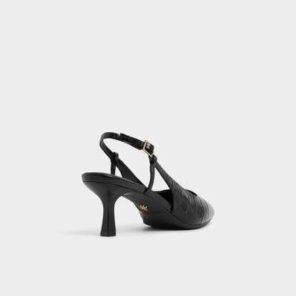 Adan in Black - Slingback heel, Kitten heel - Black
