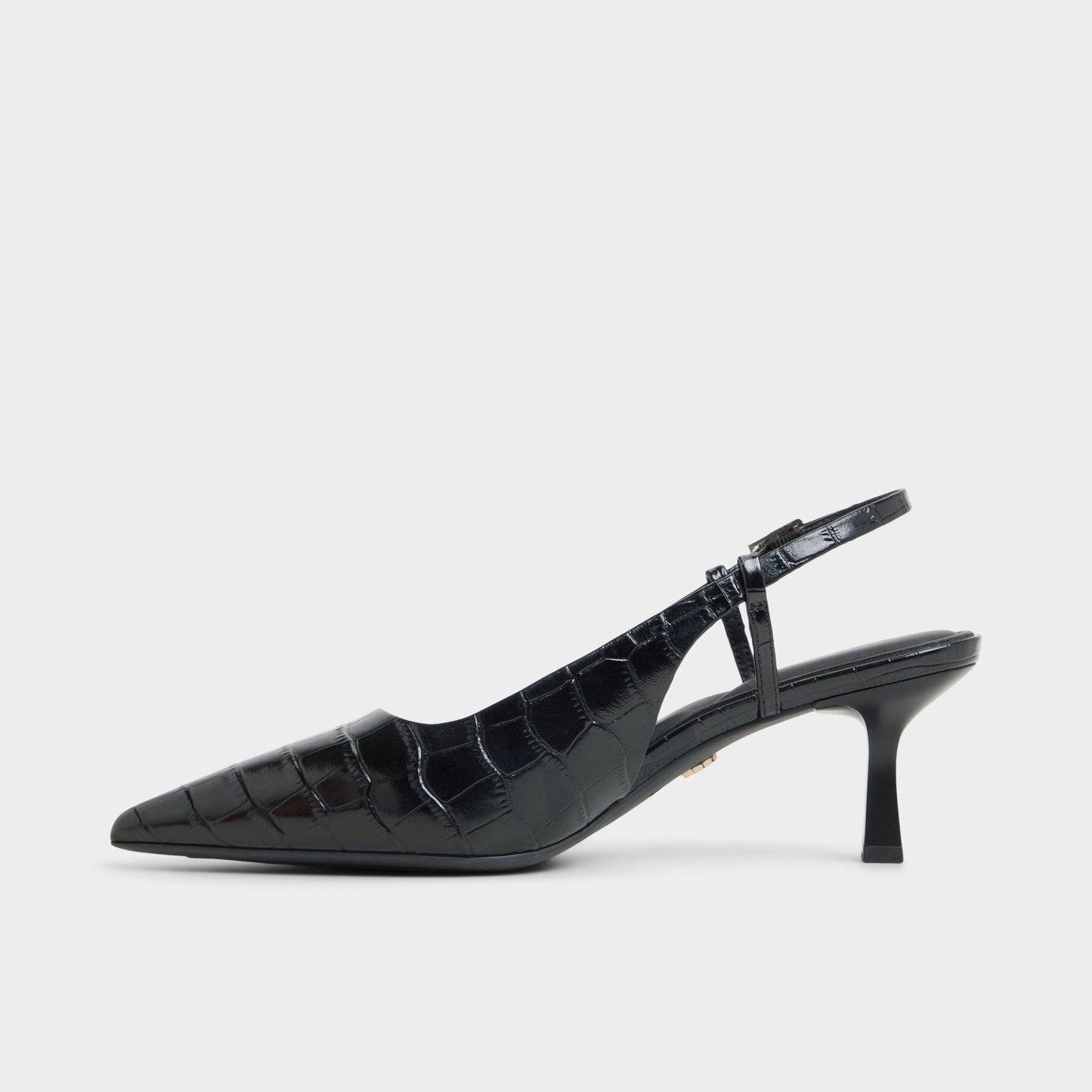 Adan in Black - Slingback heel, Kitten heel - Black