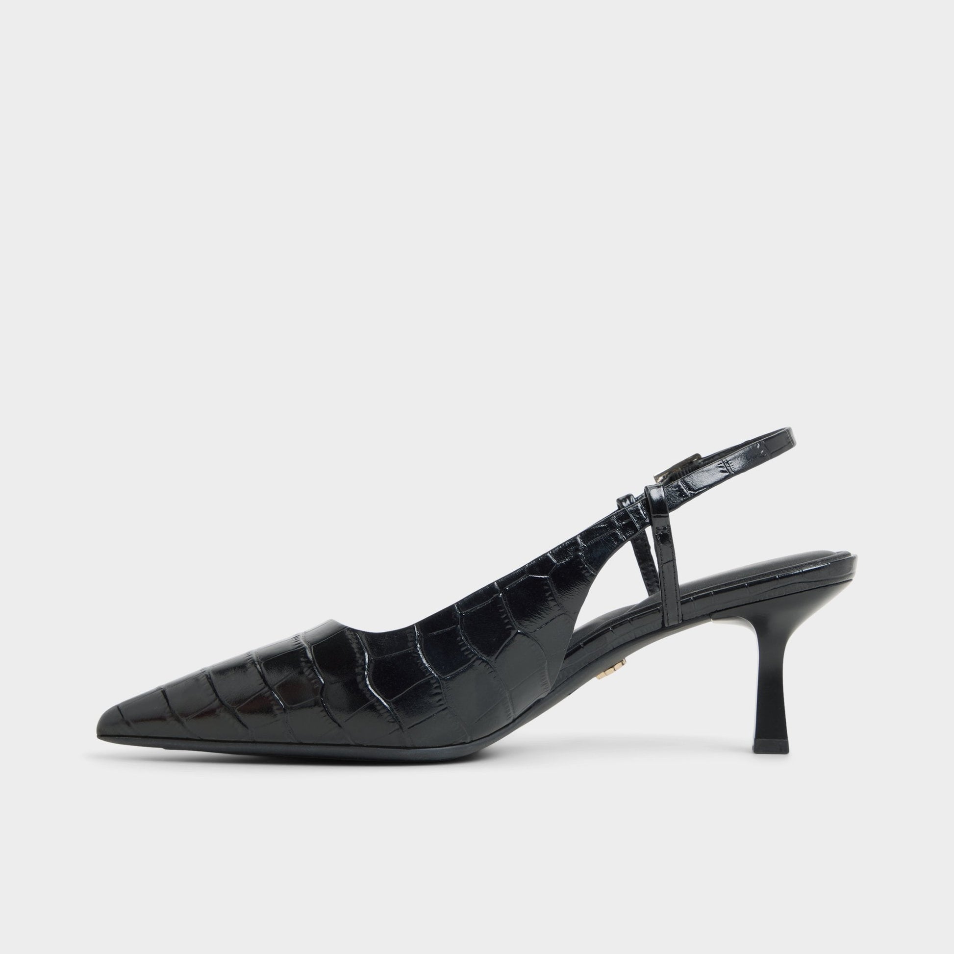 Adan in Black - Slingback heel, Kitten heel - Black