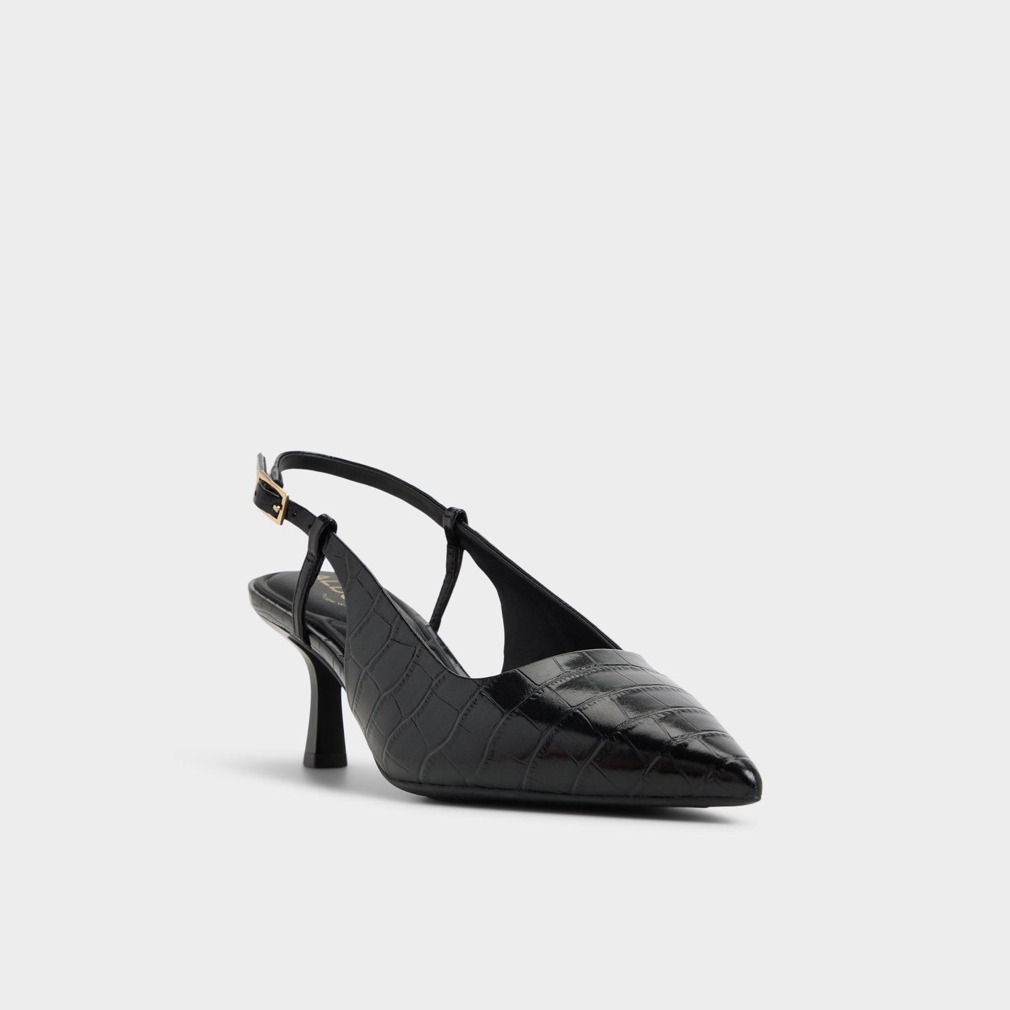 Adan in Black - Slingback heel, Kitten heel - Black