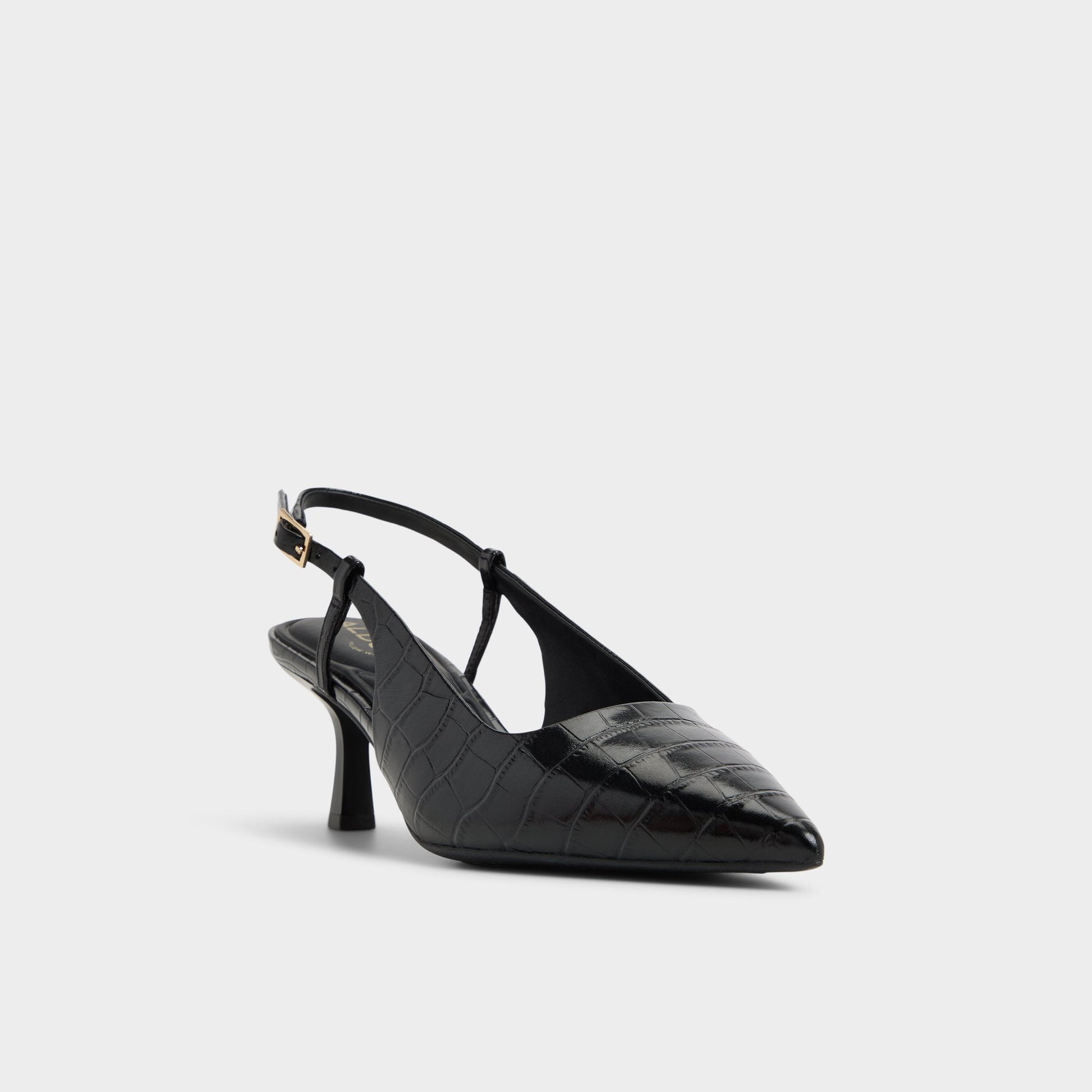 Adan in Black - Slingback heel, Kitten heel - Black