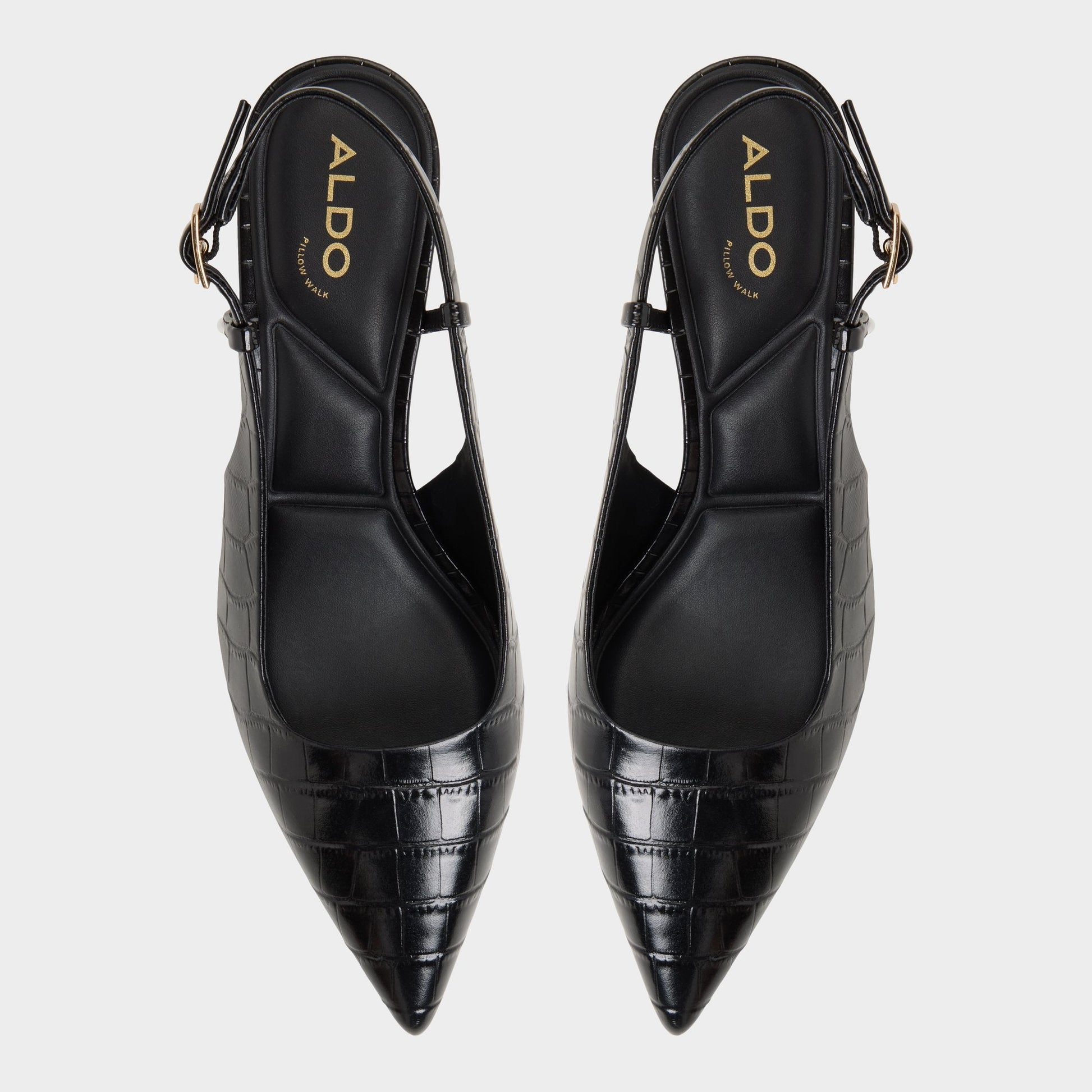 Adan in Black - Slingback heel, Kitten heel - Black
