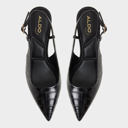 Adan in Black - Slingback heel, Kitten heel - Black