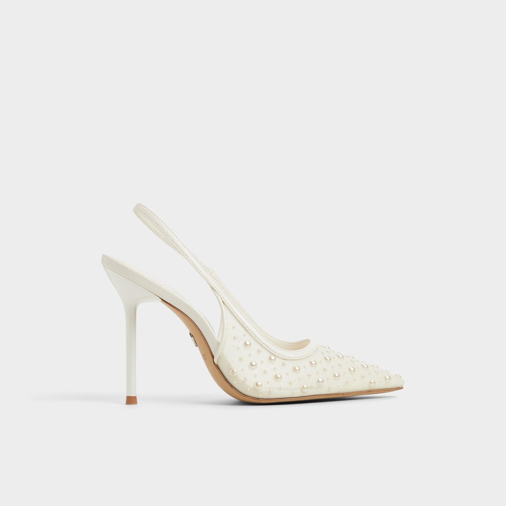 Pearlescent Other White Textile Mesh Women's Slingbacks - Slingback heel - Other White