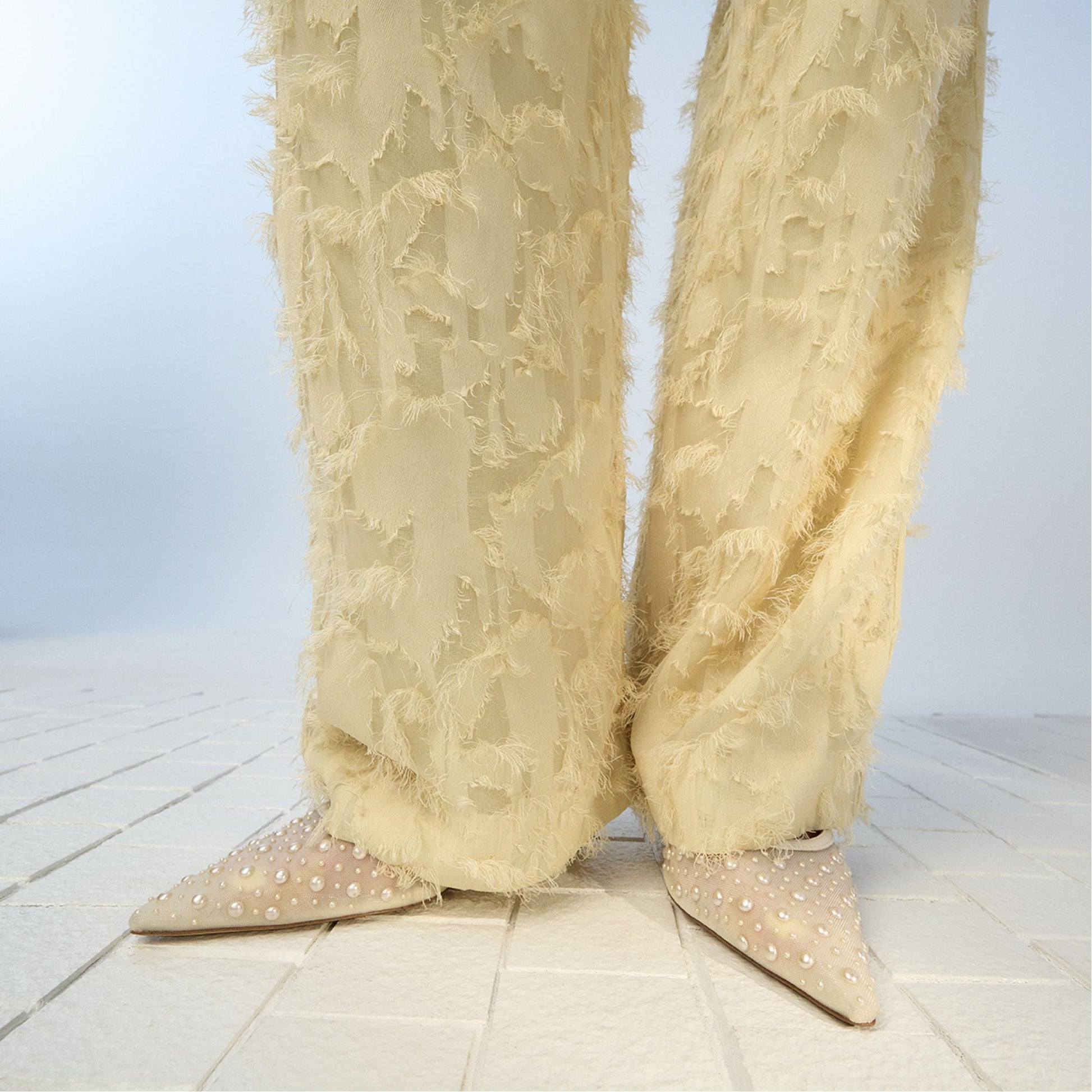 Pearlescent Other White Textile Mesh Women's Slingbacks - Slingback heel - Other White