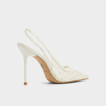 Pearlescent Other White Textile Mesh Women's Slingbacks - Slingback heel - Other White