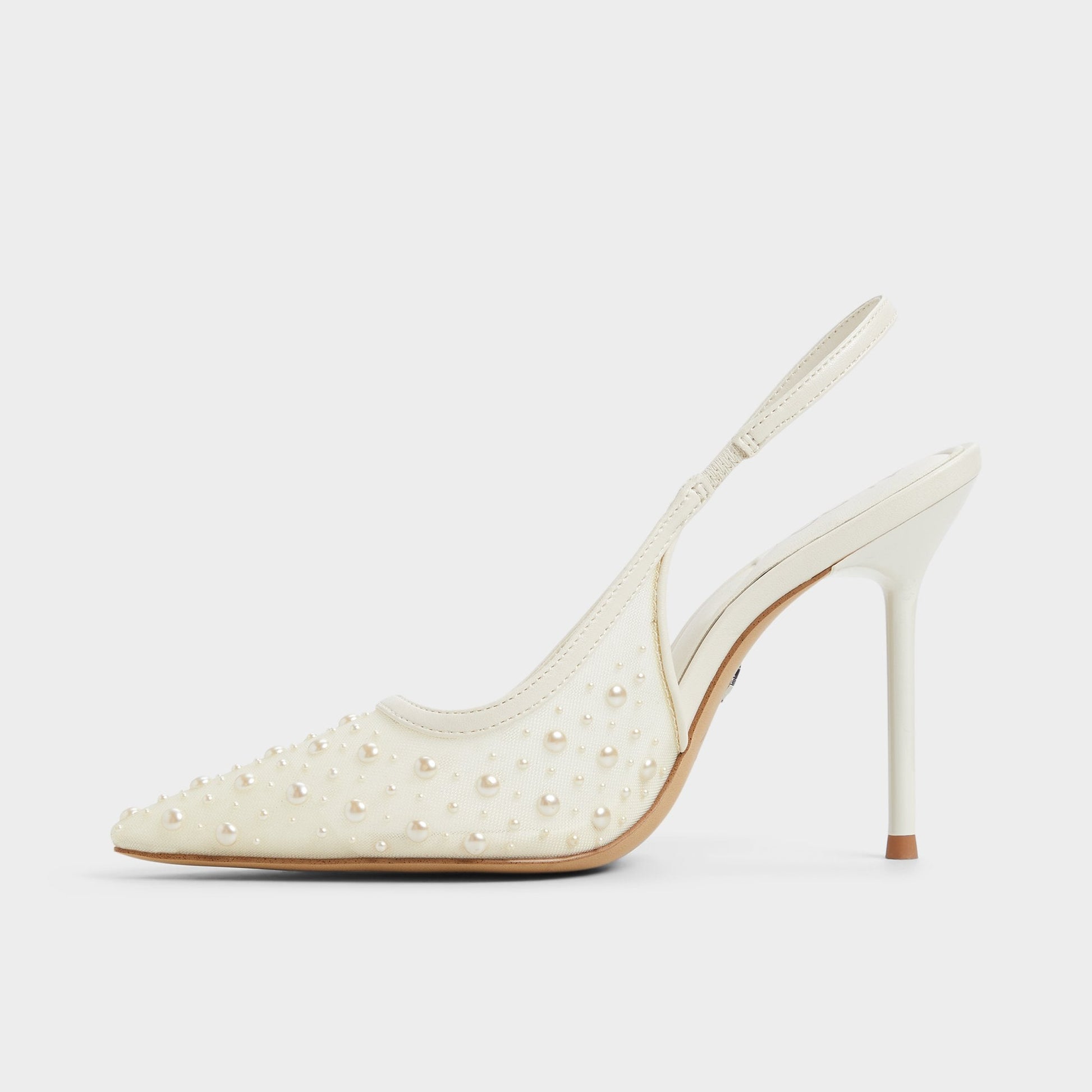 Pearlescent Other White Textile Mesh Women's Slingbacks - Slingback heel - Other White