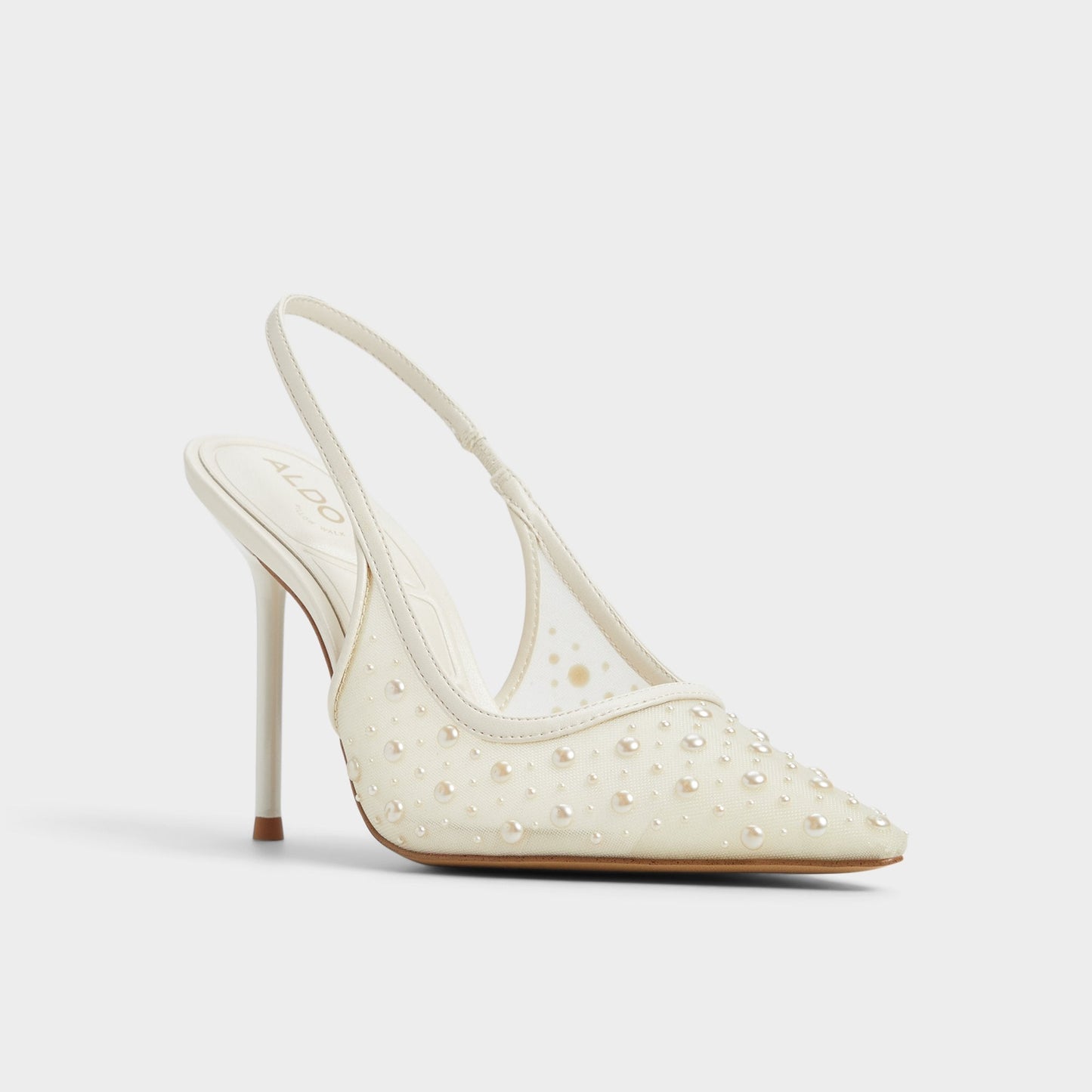 Pearlescent Other White Textile Mesh Women's Slingbacks - Slingback heel - Other White