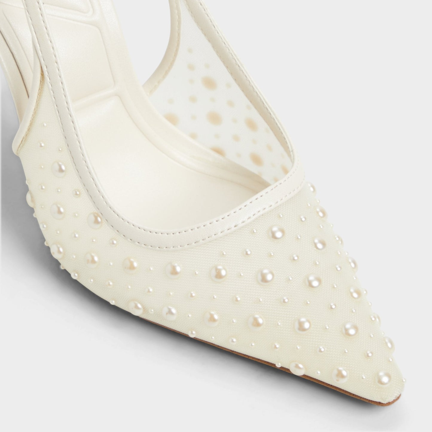 Pearlescent Other White Textile Mesh Women's Slingbacks - Slingback heel - Other White