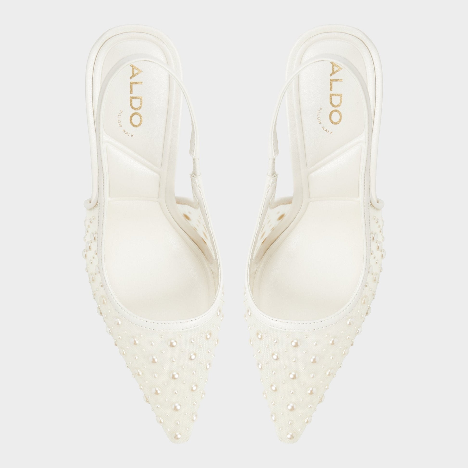 Pearlescent Other White Textile Mesh Women's Slingbacks - Slingback heel - Other White
