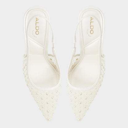 Pearlescent Other White Textile Mesh Women's Slingbacks - Slingback heel - Other White