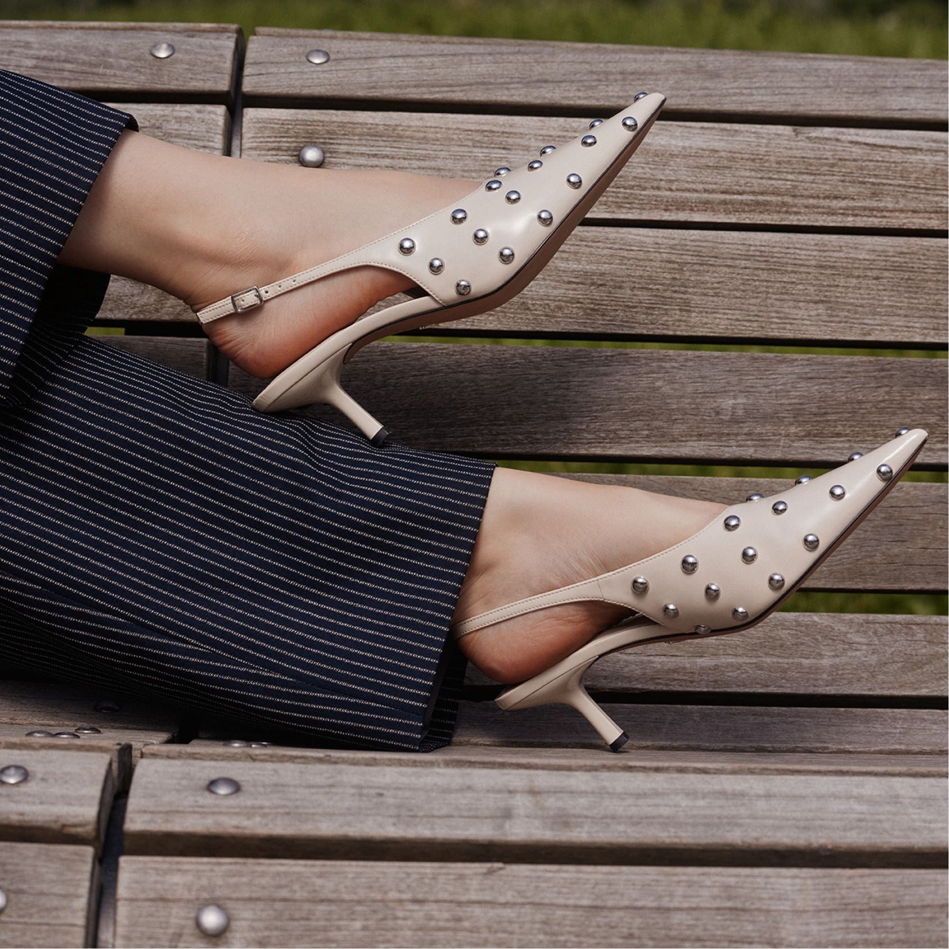 Naiarah in Cream 14118390 - Slingback heel, Stiletto heel - Cream