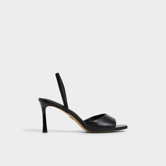 Andya Black Women's Strappy sandals - Slingback heeled sandal, Stiletto heel - Black