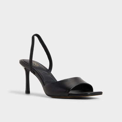 Andya Black Women's Strappy sandals - Slingback heeled sandal, Stiletto heel - Black