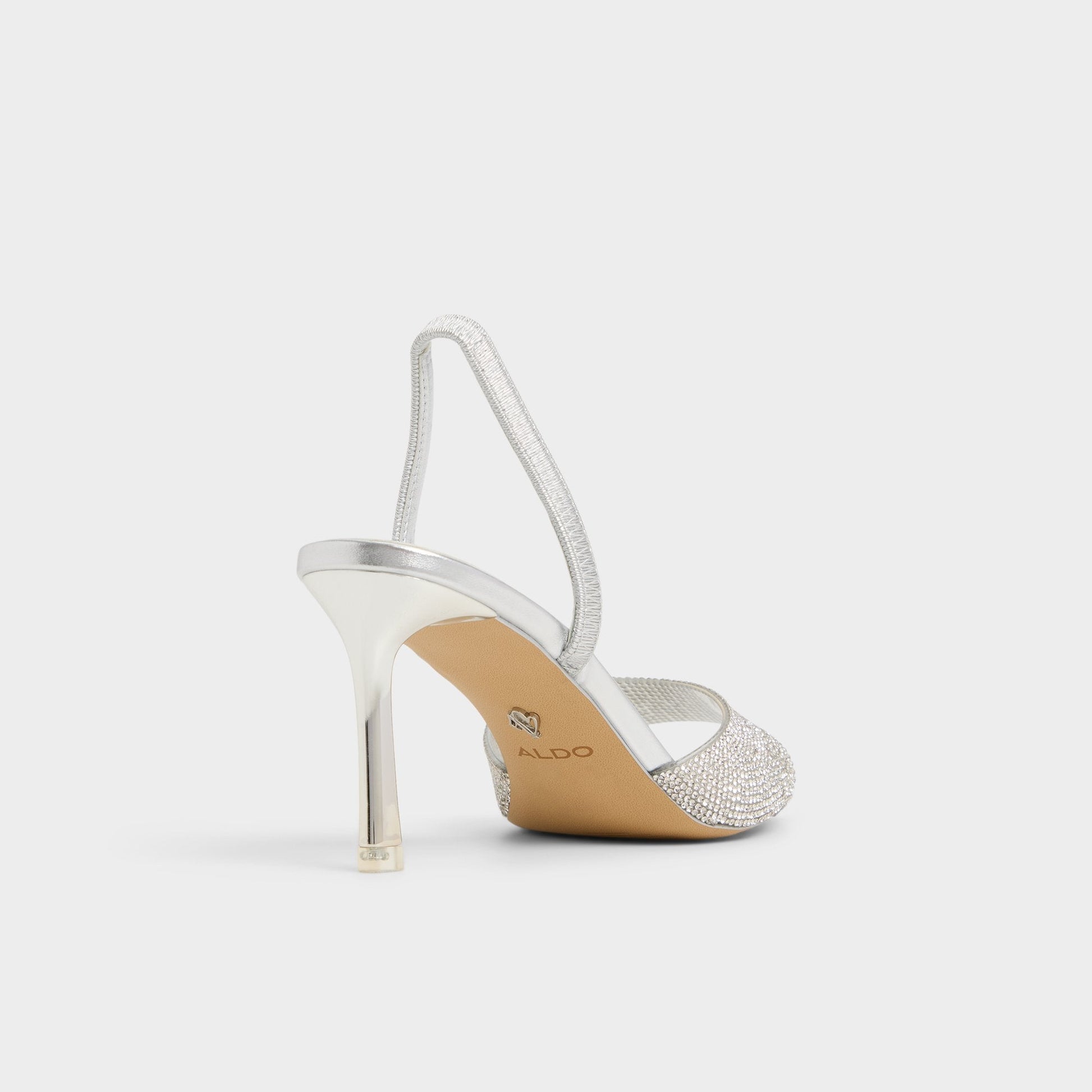 Andyana Silver Women's Strappy sandals - Slingback heeled sandal, Stiletto heel - Silver