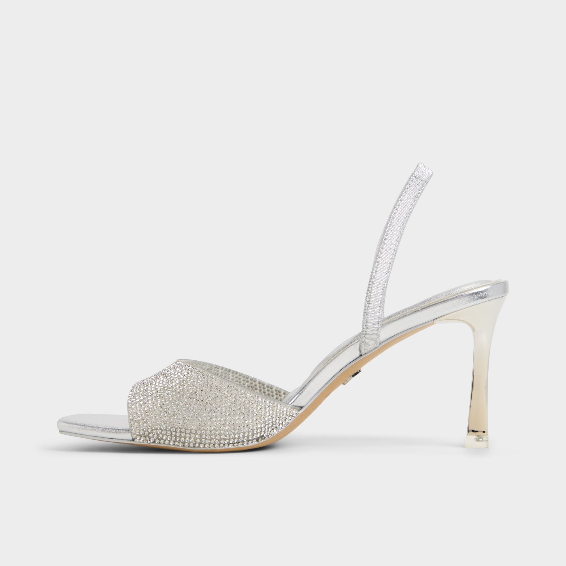 Andyana Silver Women's Strappy sandals - Slingback heeled sandal, Stiletto heel - Silver