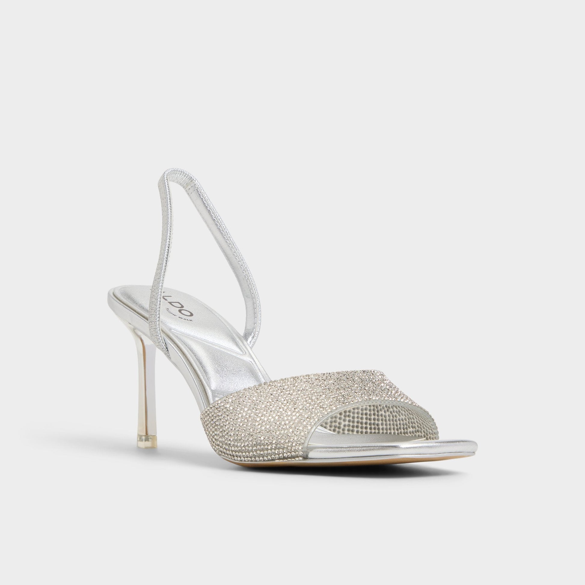 Andyana Silver Women's Strappy sandals - Slingback heeled sandal, Stiletto heel - Silver