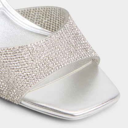 Andyana Silver Women's Strappy sandals - Slingback heeled sandal, Stiletto heel - Silver