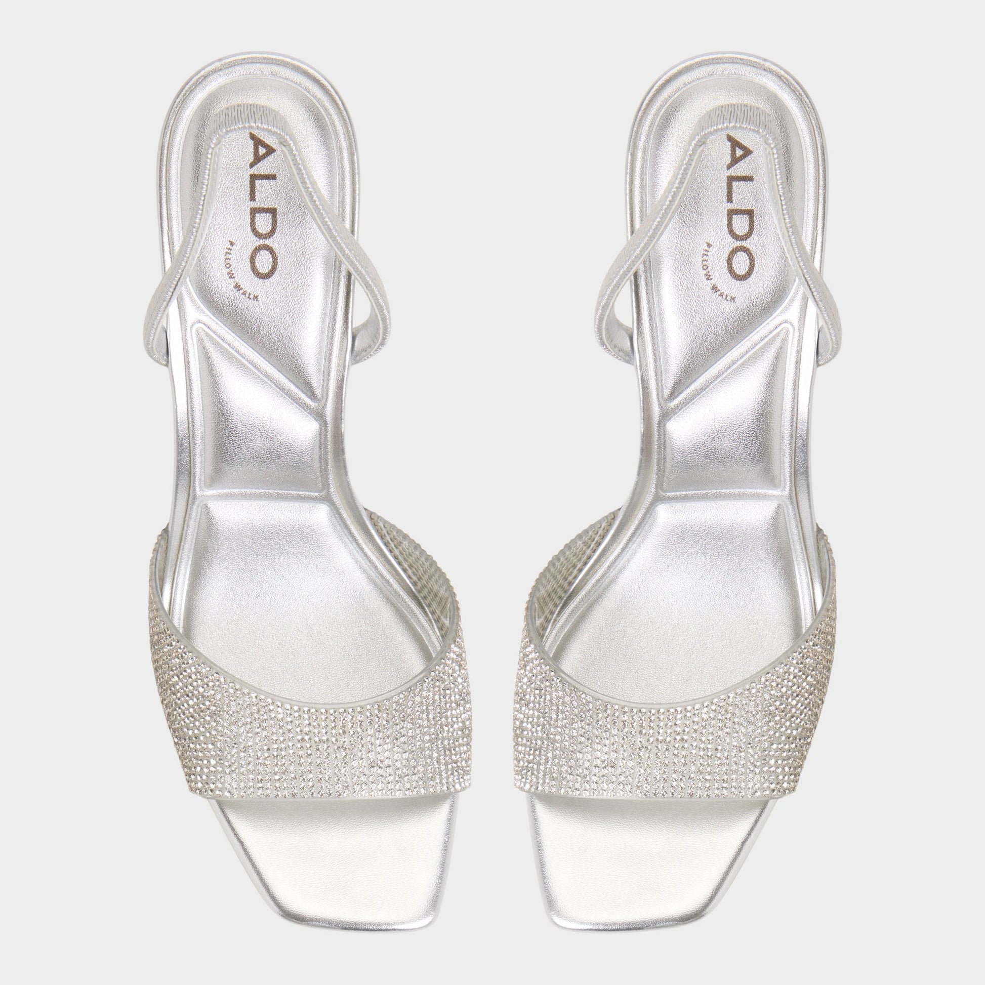 Andyana Silver Women's Strappy sandals - Slingback heeled sandal, Stiletto heel - Silver