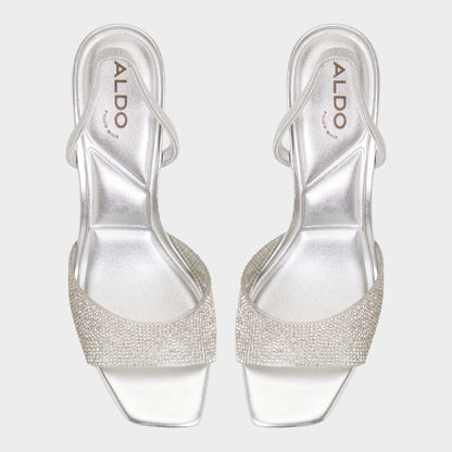 Andyana Silver Women's Strappy sandals - Slingback heeled sandal, Stiletto heel - Silver