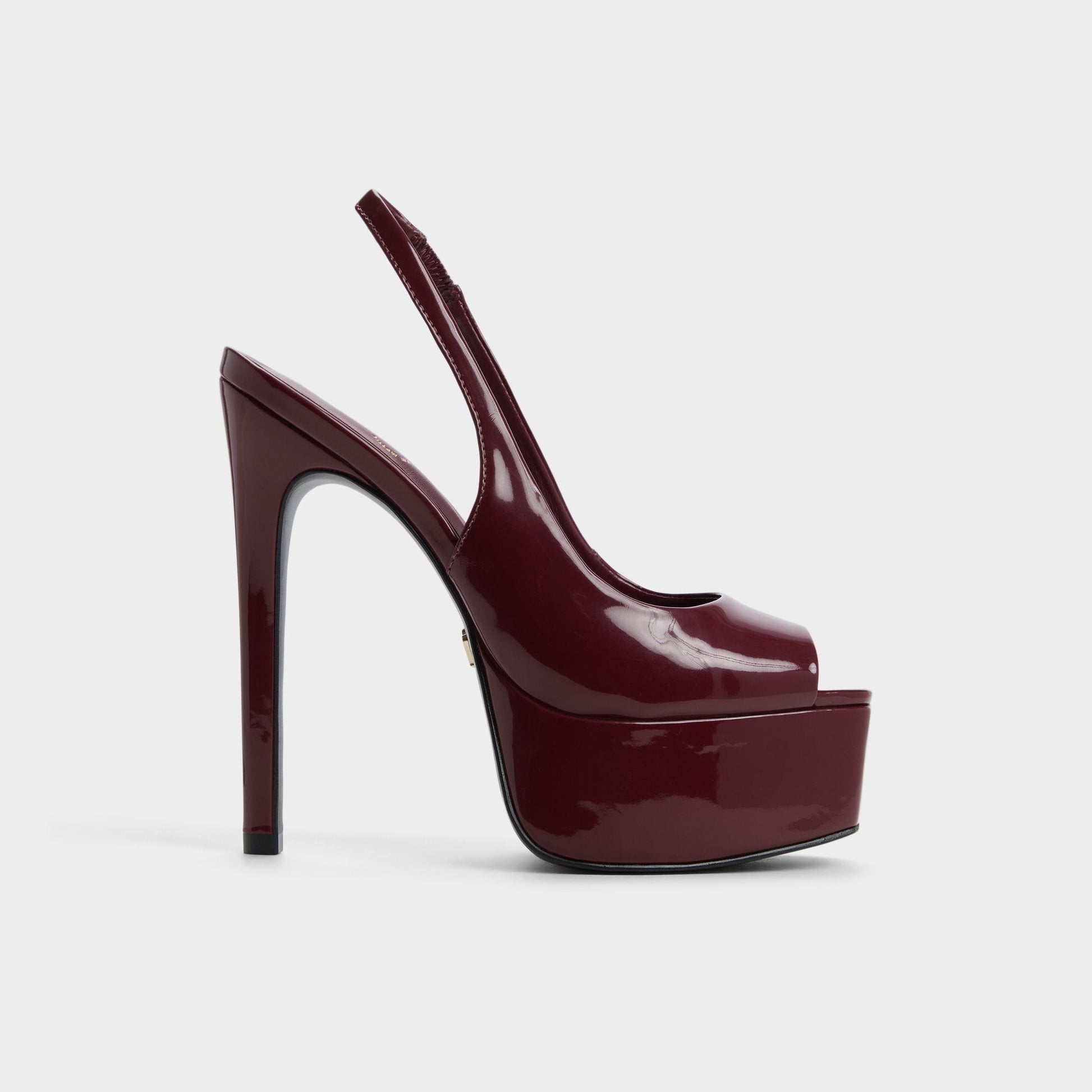 Thanlinie in Dark Red - Slingback heeled sandal, Platform - Dark Red