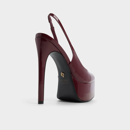 Thanlinie in Dark Red - Slingback heeled sandal, Platform - Dark Red