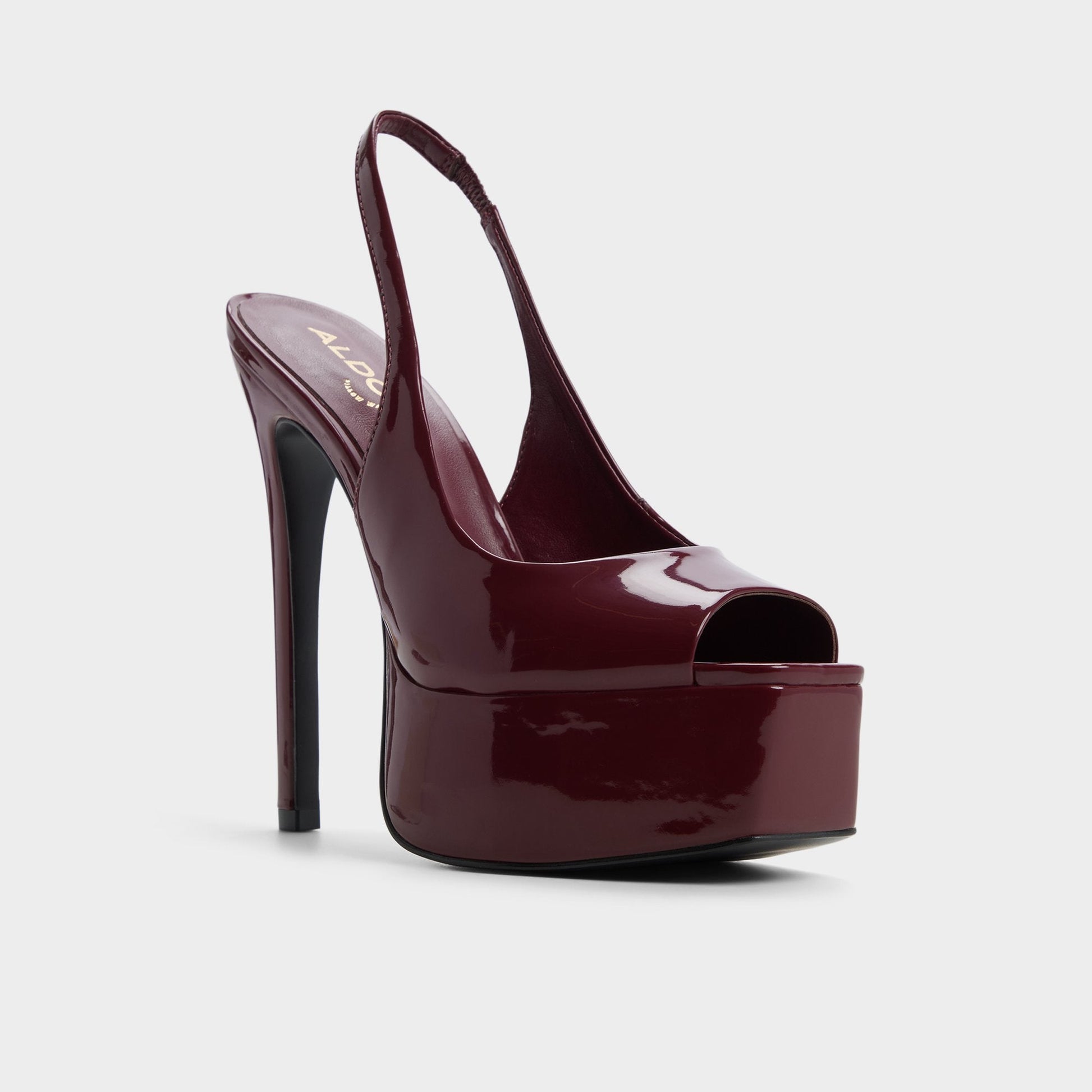 Thanlinie in Dark Red - Slingback heeled sandal, Platform - Dark Red