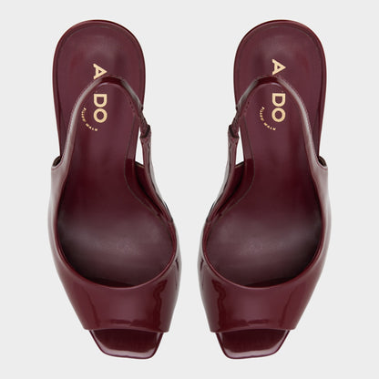 Thanlinie in Dark Red - Slingback heeled sandal, Platform - Dark Red