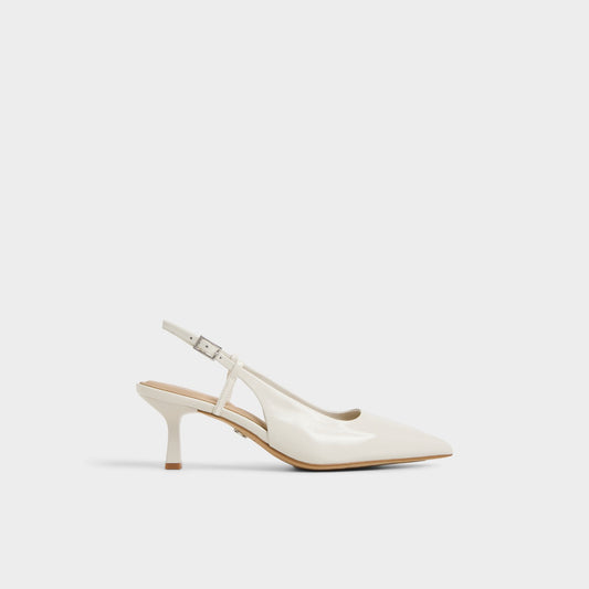 Adan in White Bone - Slingback heel, Kitten heel - White/bone