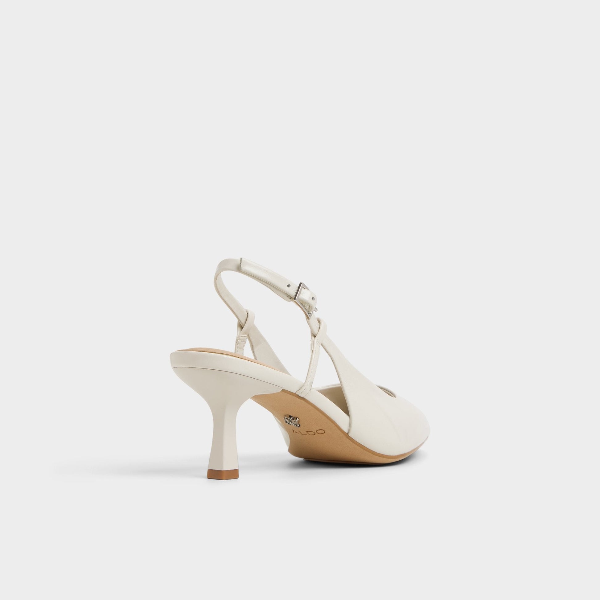 Adan in White Bone - Slingback heel, Kitten heel - White/bone