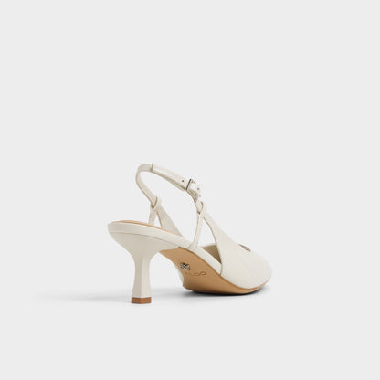 Adan in White Bone - Slingback heel, Kitten heel - White/bone