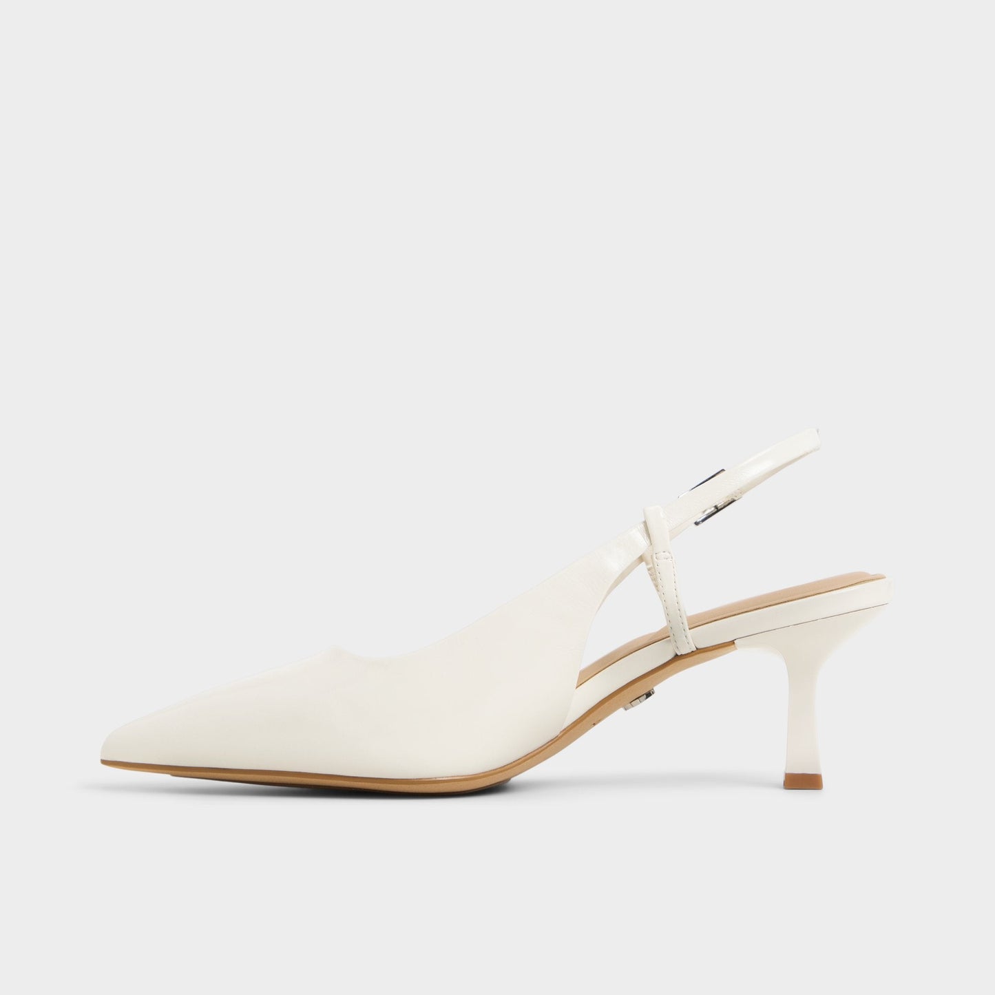 Adan in White Bone - Slingback heel, Kitten heel - White/bone