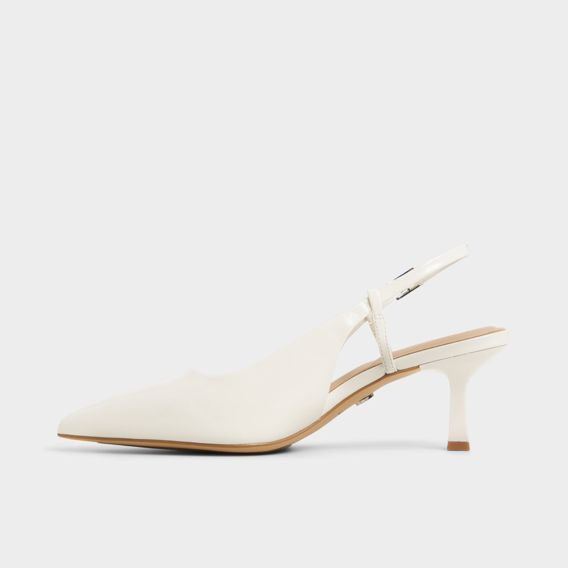 Adan in White Bone - Slingback heel, Kitten heel - White/bone