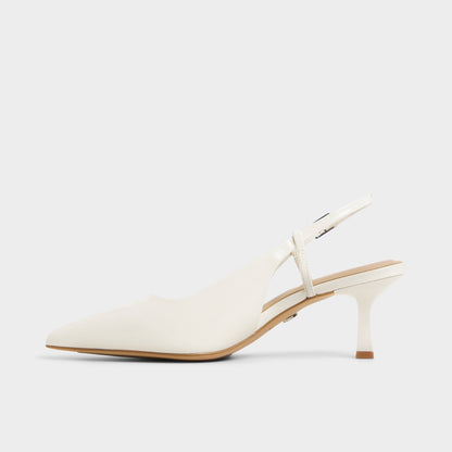 Adan in White Bone - Slingback heel, Kitten heel - White/bone