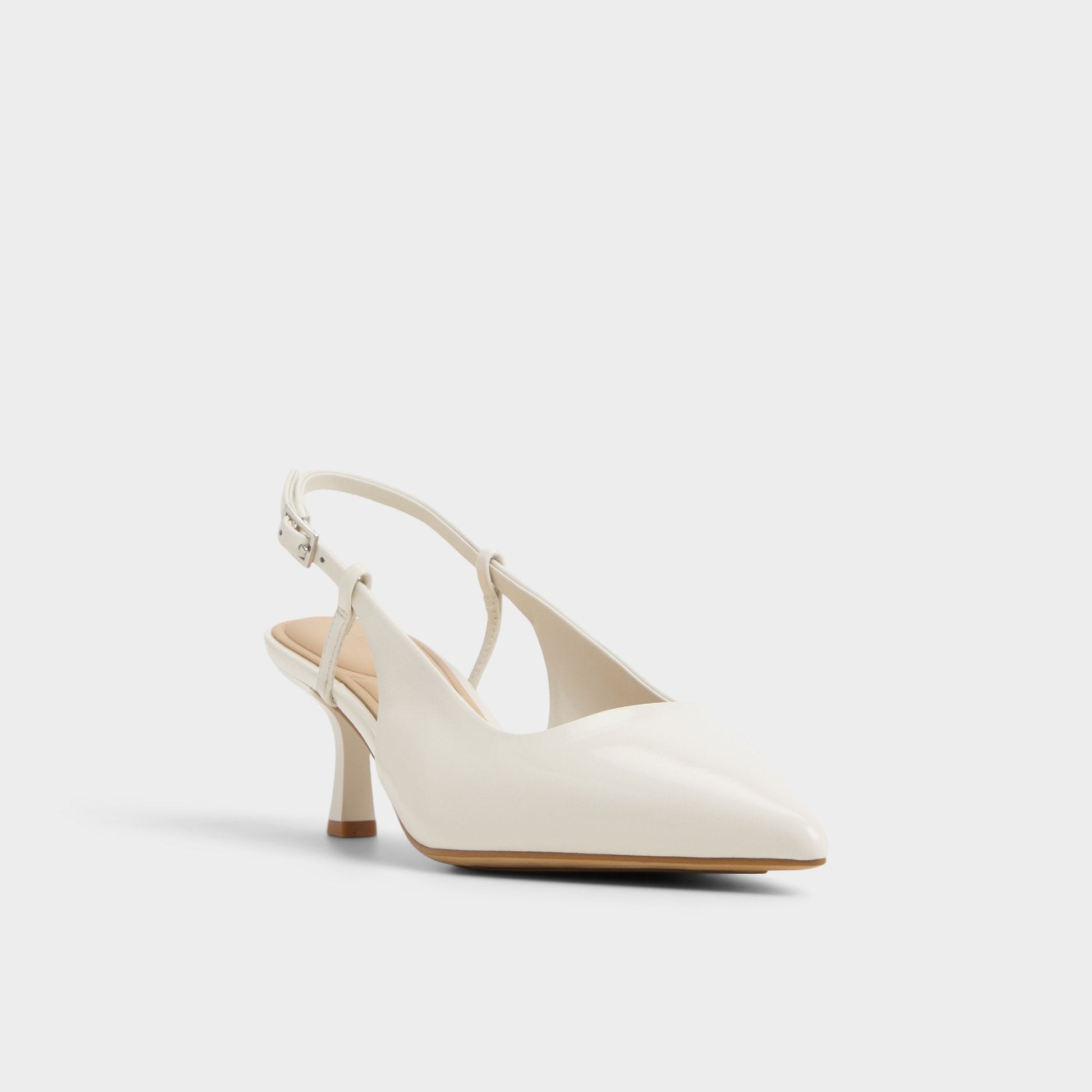 Adan in White Bone - Slingback heel, Kitten heel - White/bone