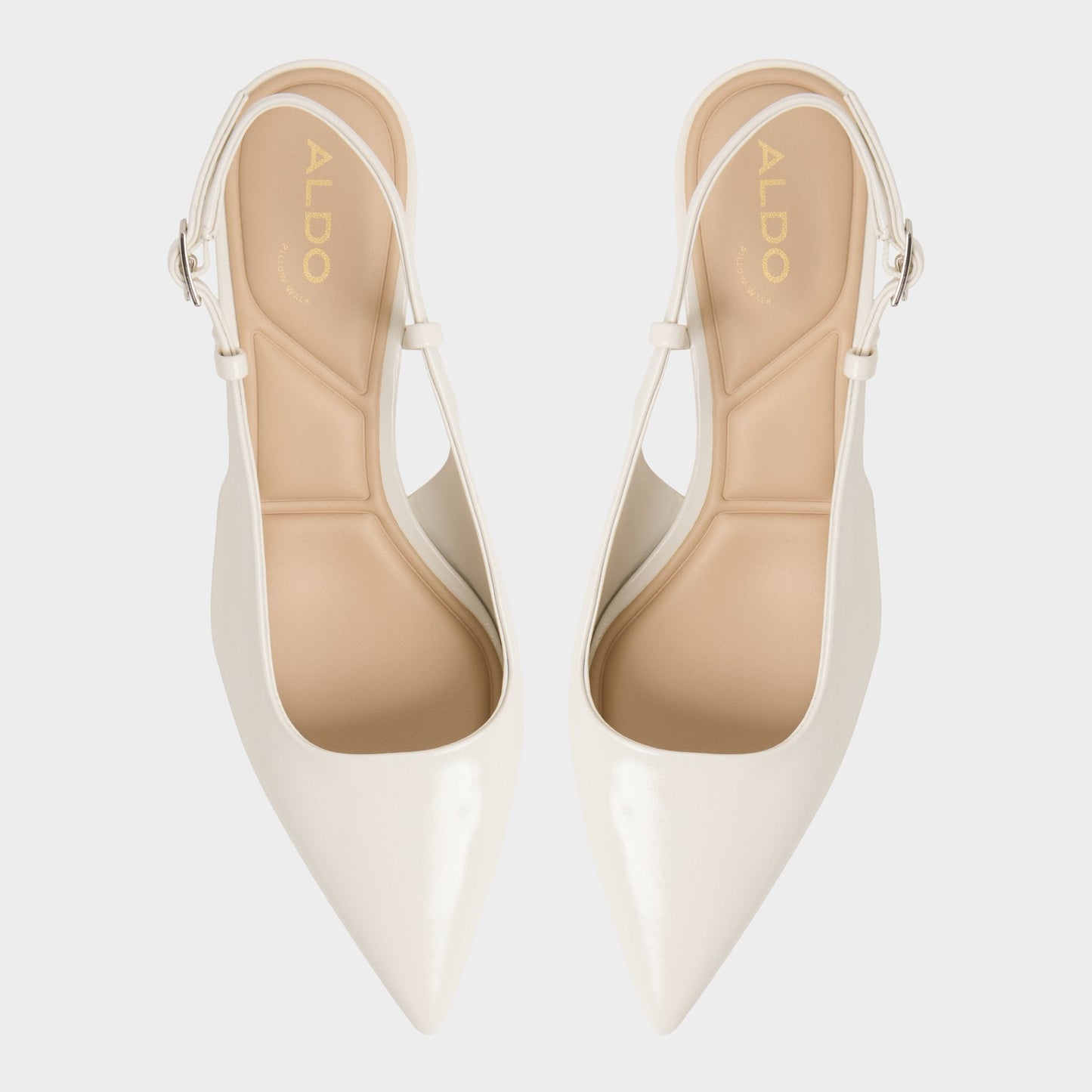 Adan in White Bone - Slingback heel, Kitten heel - White/bone