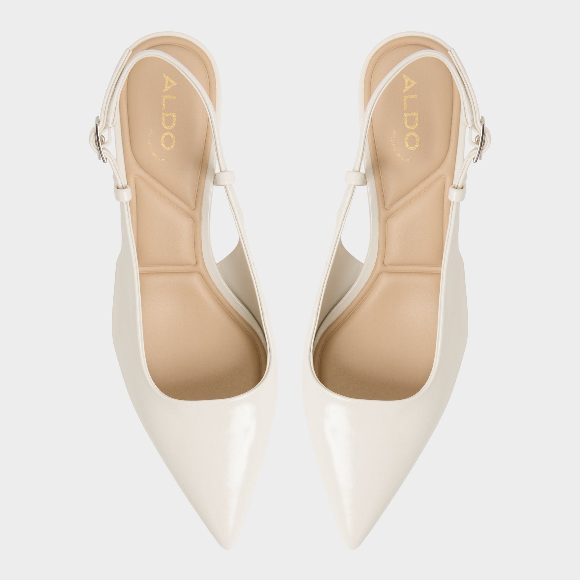Adan in White Bone - Slingback heel, Kitten heel - White/bone