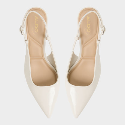 Adan in White Bone - Slingback heel, Kitten heel - White/bone