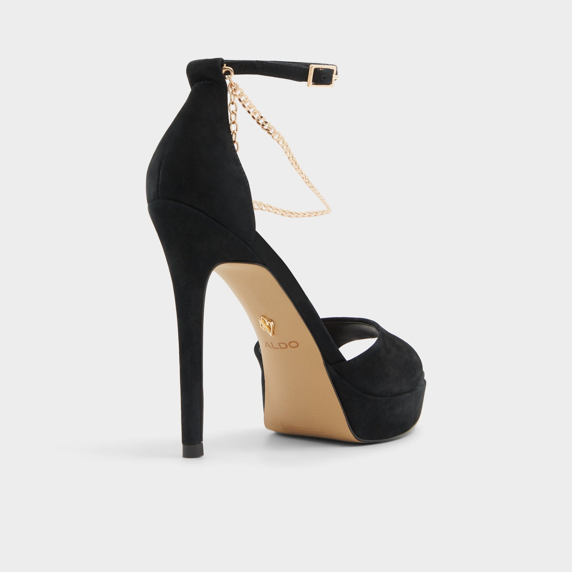 Afumeth Black Overflow Women's Platform sandals - Strappy heeled sandal, Stiletto platform - Black overflow