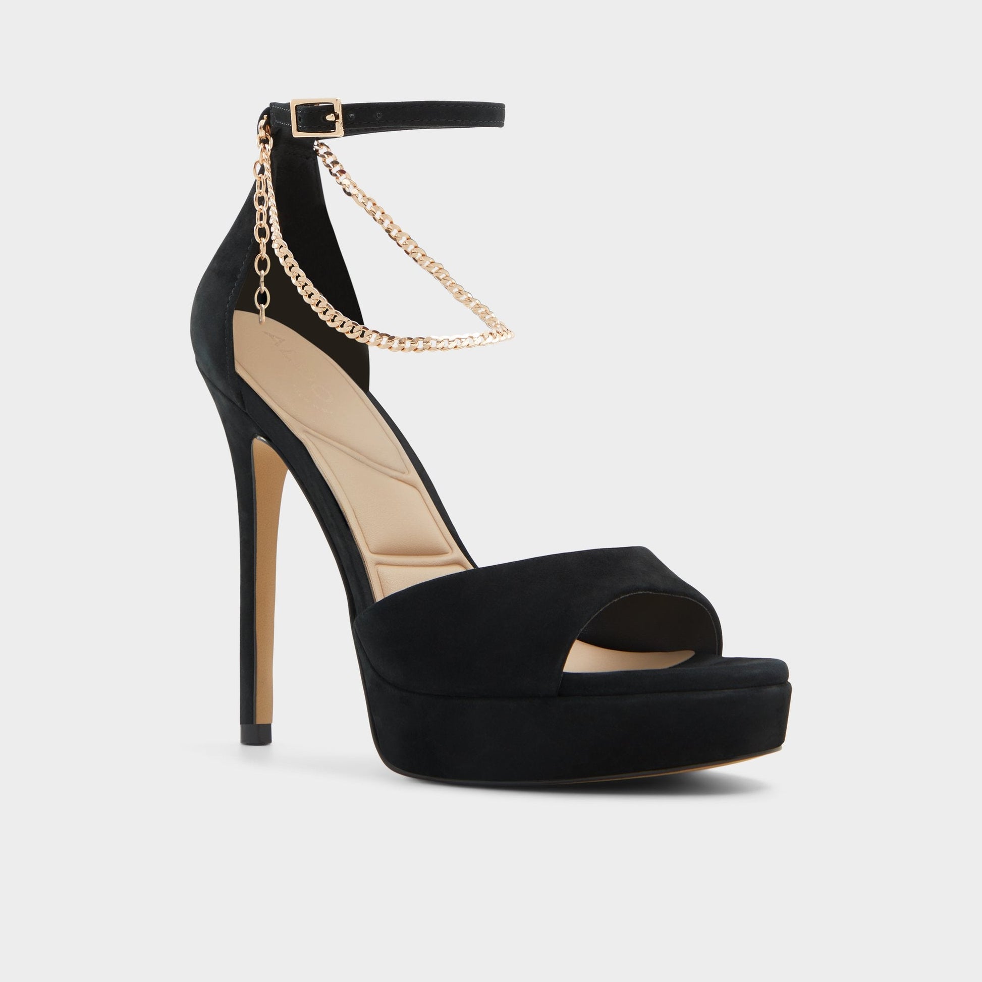 Afumeth Black Overflow Women's Platform sandals - Strappy heeled sandal, Stiletto platform - Black overflow