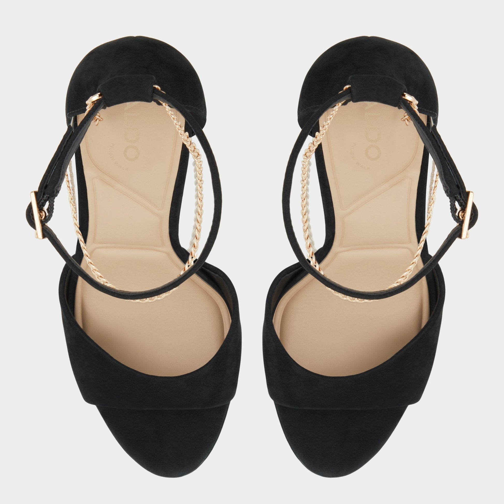 Afumeth Black Overflow Women's Platform sandals - Strappy heeled sandal, Stiletto platform - Black overflow