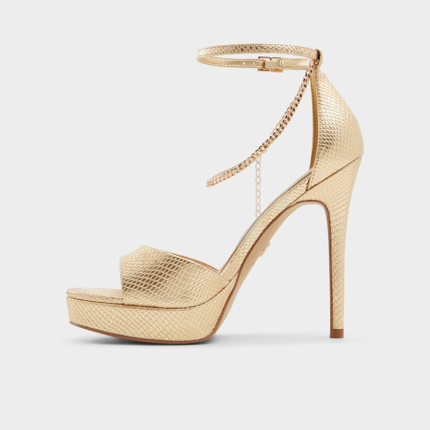 Afumeth Gold Women's Platform sandals - Strappy heeled sandal, Stiletto platform - Gold