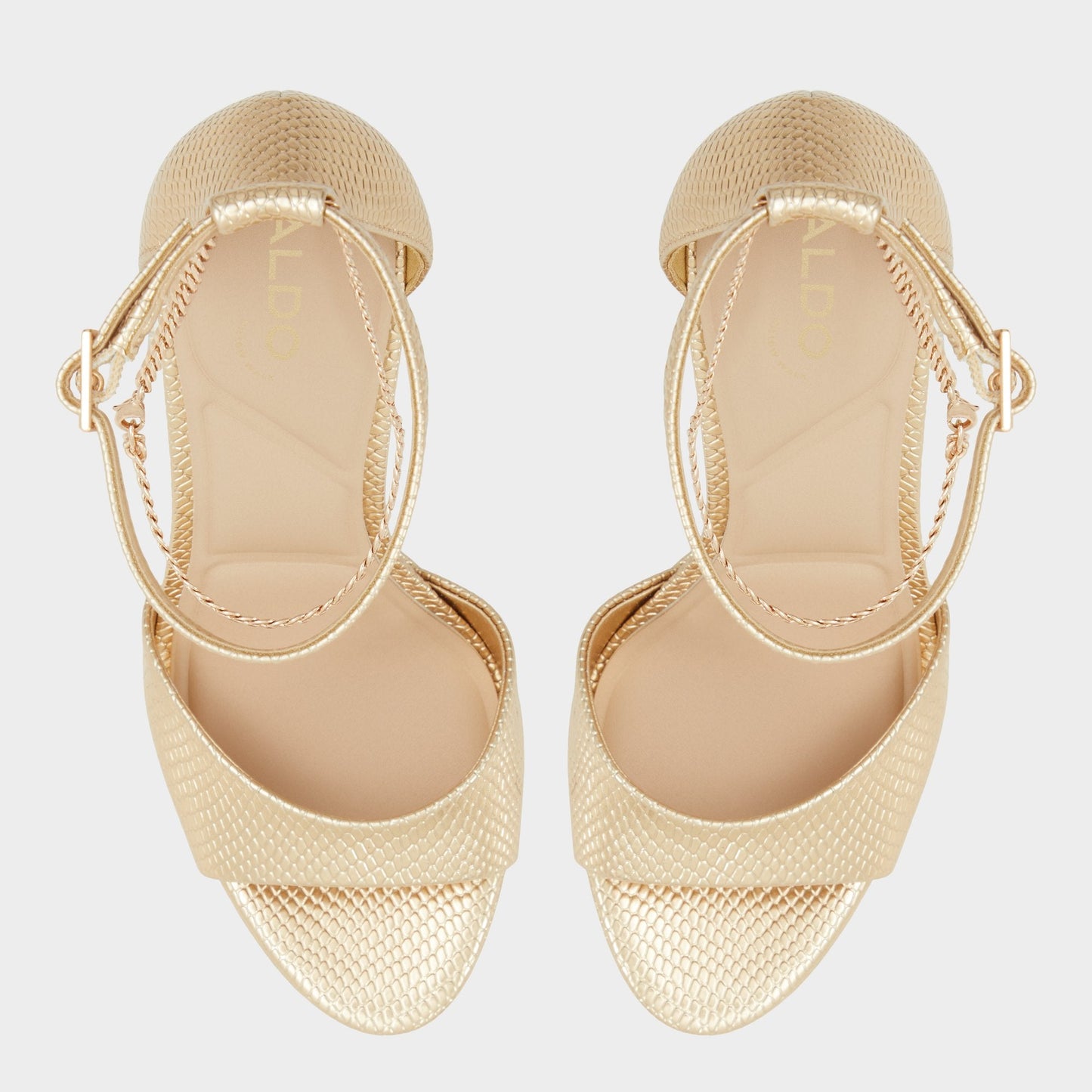 Afumeth Gold Women's Platform sandals - Strappy heeled sandal, Stiletto platform - Gold
