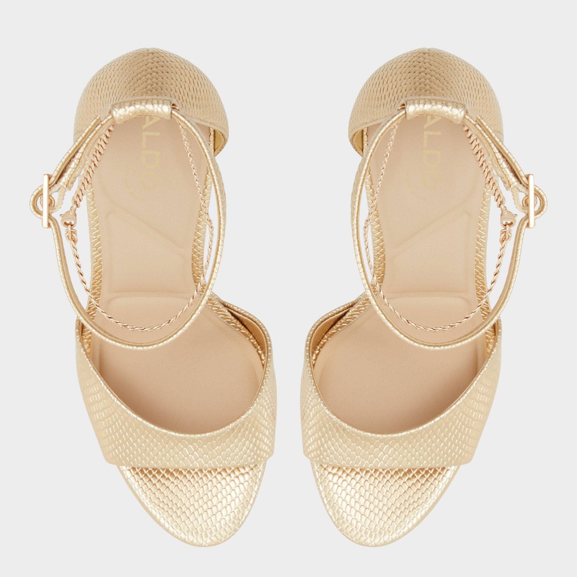 Afumeth Gold Women's Platform sandals - Strappy heeled sandal, Stiletto platform - Gold