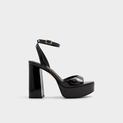 Valoria Black Women's Platform sandals - Strappy heeled sandal, Platform - Black