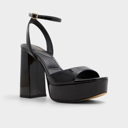Valoria Black Women's Platform sandals - Strappy heeled sandal, Platform - Black