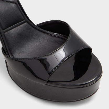 Valoria Black Women's Platform sandals - Strappy heeled sandal, Platform - Black