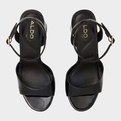 Valoria Black Women's Platform sandals - Strappy heeled sandal, Platform - Black