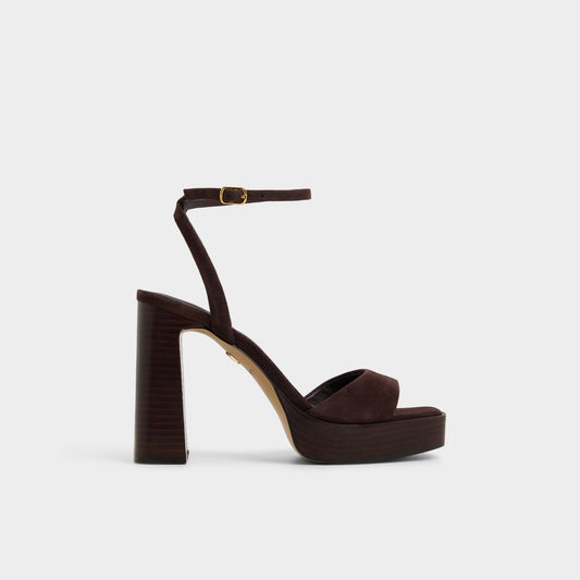 Lothon Dark Brown Women's Platform sandals - Strappy heeled sandal, Platform - Dark brown